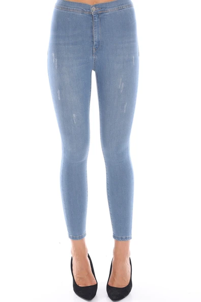 Yüksek Bel Likralı Dar Kesim Toparlayıcı Kot Pantolon - 8