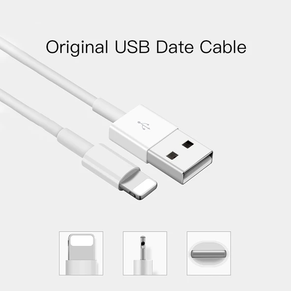 Apple iPhone Uyumlu 2si1 Arada 1 Metre USB 8 Pin Veri Kablosu ve 30W QC 3.0 4 USB Portlu Hızlı Seyahat Şarj Cihazı Beyaz - 5