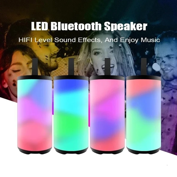 TG169 LED Taşınabilir Bluetooth Hoparlör Mavi Su Geçirmez Subwoofer 3D Stereo Mini Kablosuz Destek AUX FM TF Kart - 4