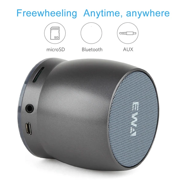 EWA A150 Taşınabilir Mini Bluetooth Hoparlör Siyah Gri Metal Subwoofer - 7