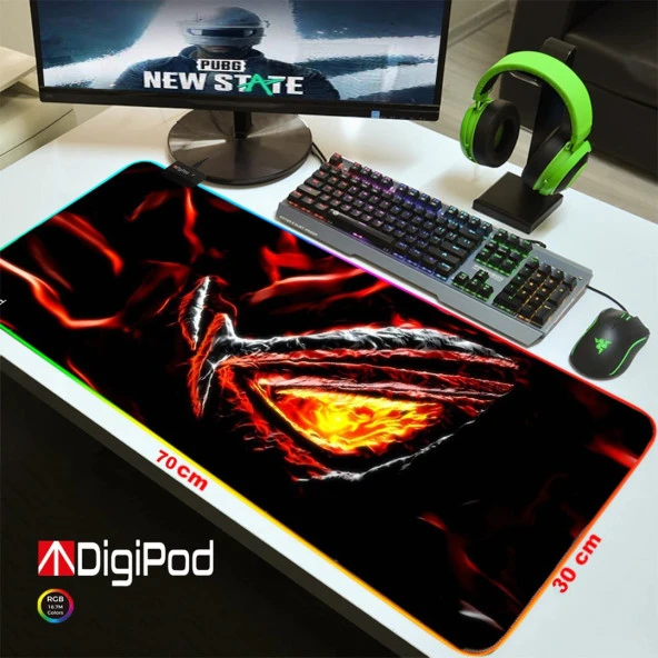 Digipod RGB Gaming Mousepad RGB Oyuncu MousePad 70x30 XL RGB Oyuncu Mousepad Kaymaz Taban 4mm - Resim 4