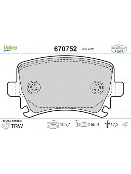 ARKA FREN BALATASI A3 TUM MODELLER 05 / 03 A4 PASSAT 1.6FSI / 1.9TDI / 2.0TDI 9516