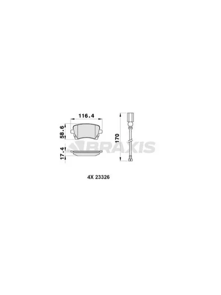 ARKA FREN BALATASI (FISLI) TRANSPORTER T5 / T6 1,9 / 2,0 / 2,5TDI 03