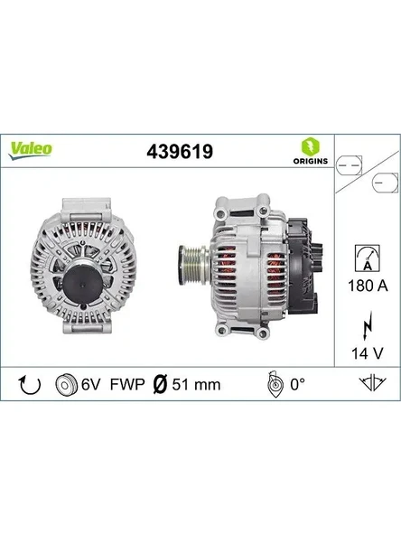 ALTERNATOR (14V 180A) VITO W639 03 VIANO W639 03 SPRINTER 0616