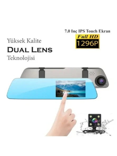 7 IPS DOKUNMATIK EKRAN ARKA KAMERA SENSORUYLE BIRLIKTE DUAL LENS FULL HD ARAC