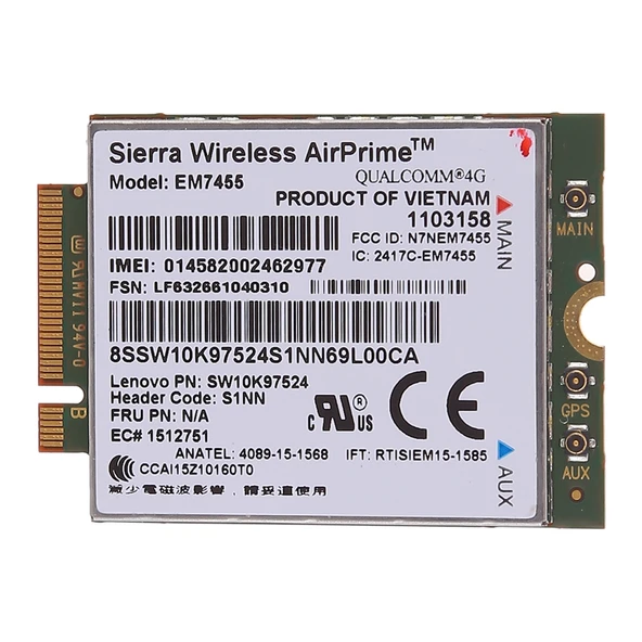 Lenovo ThinkPad EM7455 Sierra Wireless FDD TDD LTE Cat6 4G Modül Kart - 2