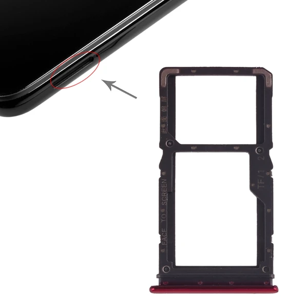 Xiaomi Redmi Note 7 ve Redmi Note 7 Pro Kırmızı SIM Kart ve Micro SD Kart Tepsisi - 5