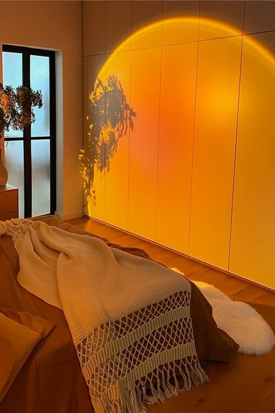 Gün Batımı Efektli RGB Masa Lambası 180° Renkli Projeksiyon Dekoratif Ambiyans Işığı - 6