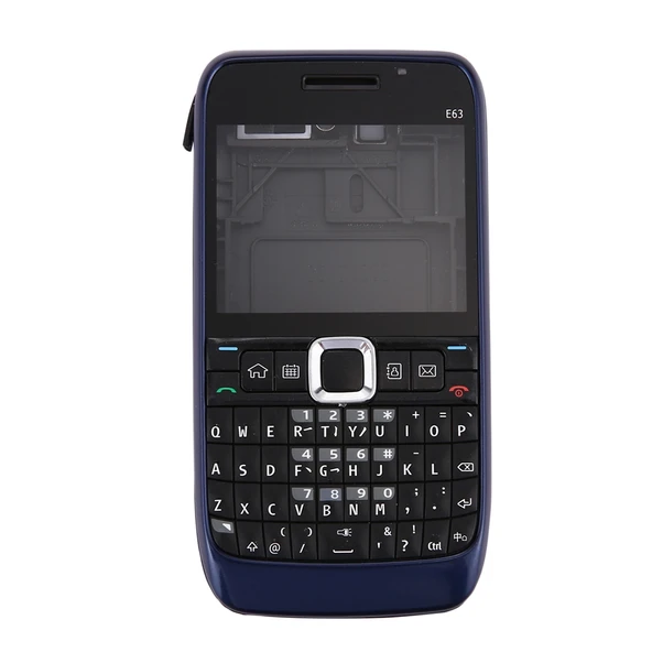 Nokia E63 Tam Kasa Kapak Seti Koyu Mavi Ön Kapak Orta Çerçeve Pil Arka Kapak Klavye - 2