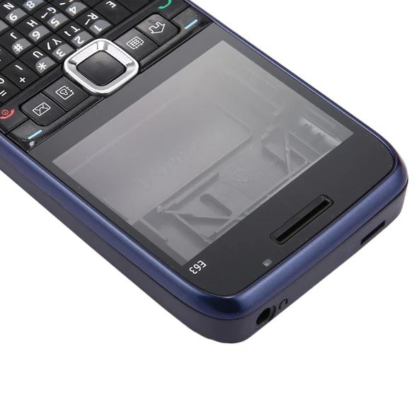 Nokia E63 Tam Kasa Kapak Seti Koyu Mavi Ön Kapak Orta Çerçeve Pil Arka Kapak Klavye - 5