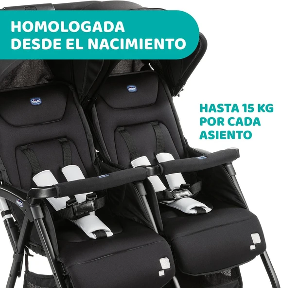 Chicco Ohlala İkiz Bebek Arabası Black Night - 11