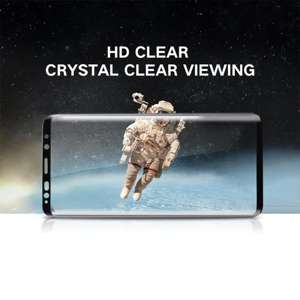 Samsung Galaxy S9 Plus 033mm 9H Sertlik 3D Kavisli Kenar Tam Ekran HD Cam Ekran Koruyucu Siyah - 6