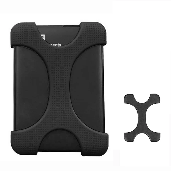 X Tipi 2.5 Inç Sabit Disk Silikon Kılıf WD SEAGATE Toshiba Uyumlu Deliksiz Siyah