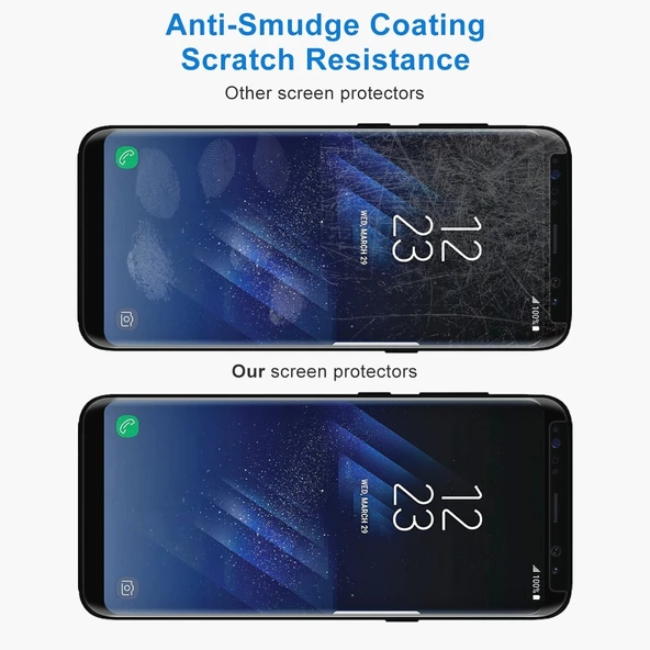 Samsung Galaxy S8 Plus G955 Kavisli Temperli Cam Ekran Koruyucu Siyah - 7