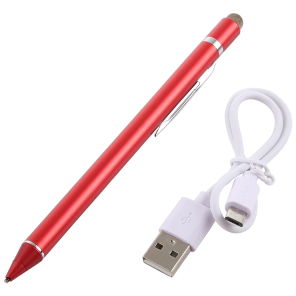 Şarjlı Kırmızı Kapasitif Dokunmatik Ekran Aktif Stylus Kalem 1.5-2.3mm Uç - 4