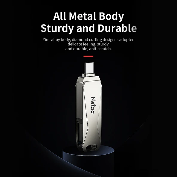 Netac U782C 128GB USB C Tipi ve USB 30 Çift Arayüzlü 360 Derece Döner Metal Flash Bellek OTG - 7