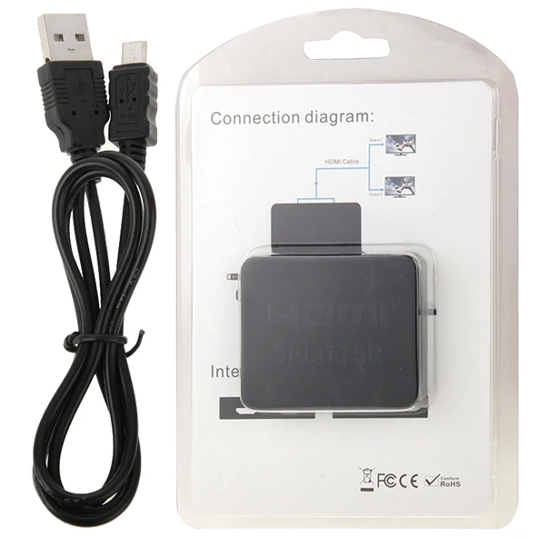 Mini Full HD 4K 1x2 HDMI 3D V1.4b Splitter HDTV STB DVD Projektör DVR Uyumlu - 4