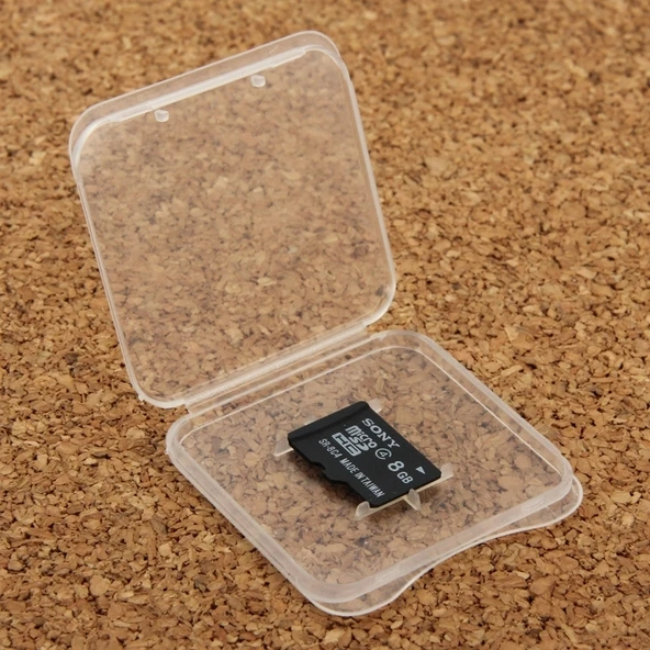 100 Adet Şeffaf Plastik Micro SD Kart (TF Kart) Saklama Kutusu