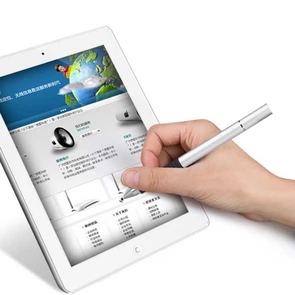 2'si 1 Arada Stylus Dokunmatik Kalem ve Tükenmez Kalem Apple iPhone ve iPad Uyumlu Gri - 9