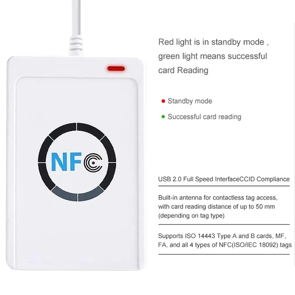 ACR122 NFC RFID USB Temassız Akıllı Kart Okuyucu 212Kbps 242Kbps Hızında Okuma Yazma - 4