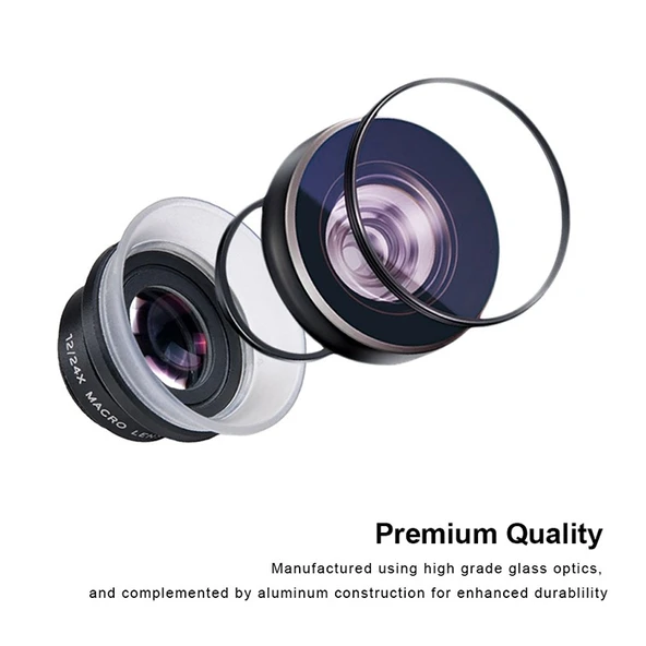 APEXEL APL-24X-H 2'si 1 Arada Evrensel Dış 12X ve 24X Makro Telefon Lensi ve Lens Kapağı - 4