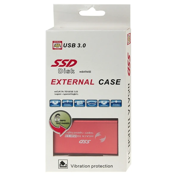 6gb saniye mSATA SSD USB 30 Kırmızı Harici Disk Kutusu - 9