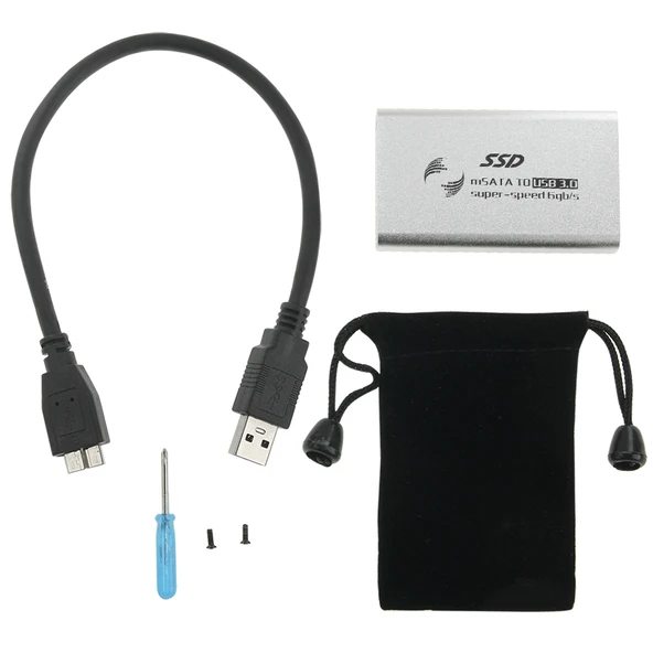 6gb saniye mSATA SSD USB 3.0 Harici Disk Kutusu Gri - 8