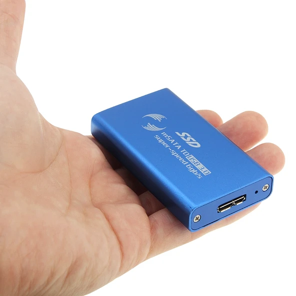 6gb saniye mSATA SSD USB 3.0 Harici Disk Kutusu Mavi