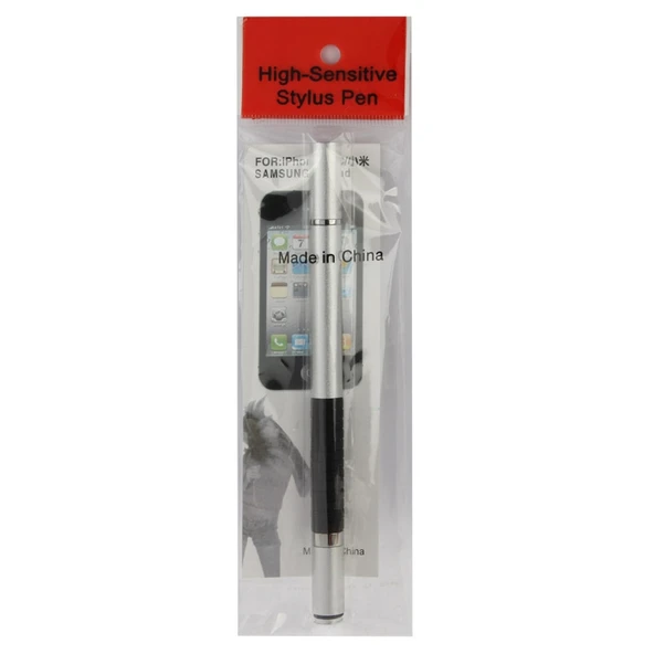 2'si 1 Arada Stylus Dokunmatik Kalem ve Tükenmez Kalem Apple iPhone ve iPad Uyumlu Gri - 10