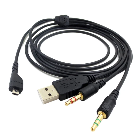SteelSeries Arctis 3 5 7 Pro Uyumlu ZS0224 3 Uçlu Siyah Kulaklık Ses Kablosu 2 Metre