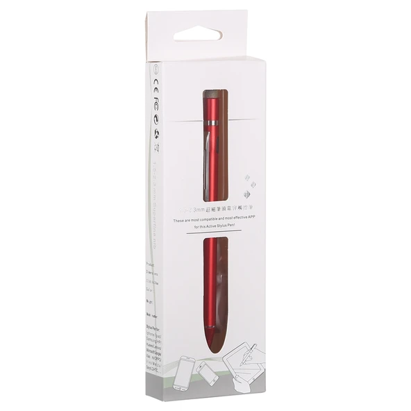 Şarjlı Kırmızı Kapasitif Dokunmatik Ekran Aktif Stylus Kalem 1.5-2.3mm Uç - 5
