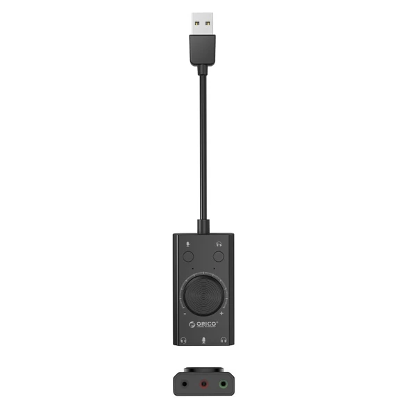 ORICO SC2 Çok Fonksiyonlu USB Harici Sürücüsüz Ses Kartı 2 Kulaklık Girişi 1 Mikrofon Girişi ve Ses Ayarı Siyah - 4
