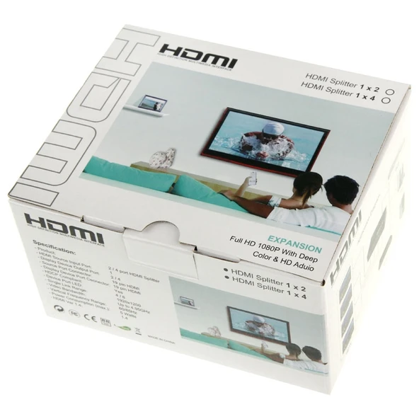 Mini HD 1080P 1x4 HDMI V1.4 Splitter HDTV STB DVD Projektör DVR Uyumlu - 6