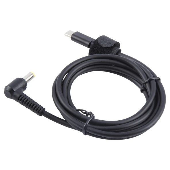 PD65W USB-C Dirsekli 5.5x2.5mm Dizüstü Güç Şarj Kablosu 1.5m Siyah - 3