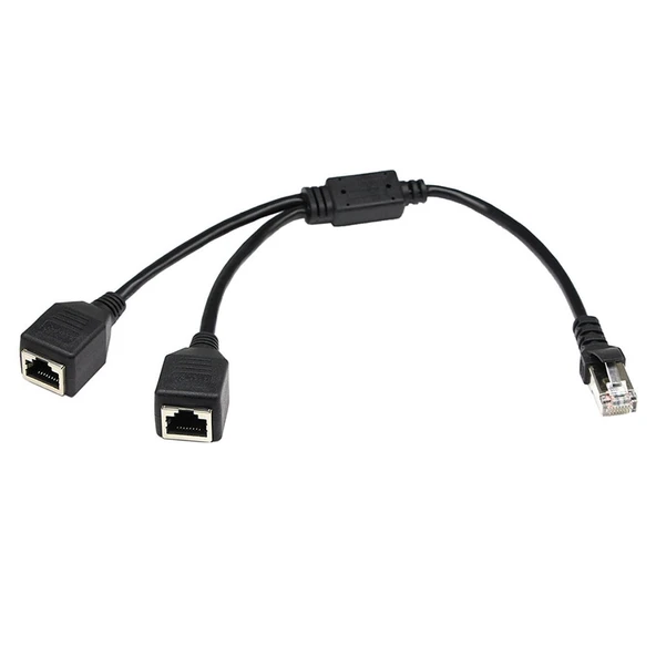 1den 2ye LAN Ethernet CAT5 RJ45 Splitter Adaptör Kablo Uzunluğu 25cm - 4