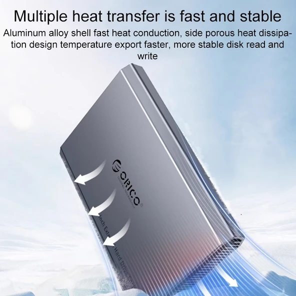 ORICO DD25 C3 2.5 inç Tip C to Tip C ve USB Mekanik SSD Kutusu 6TB Koyu Gri - 2