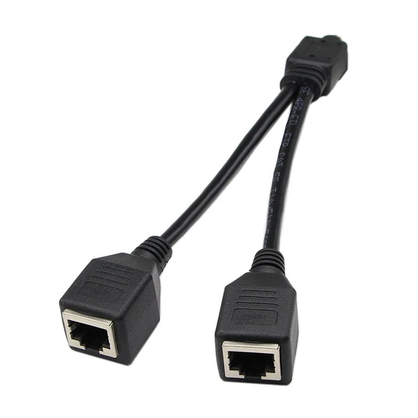 1den 2ye LAN Ethernet CAT5 RJ45 Splitter Adaptör Kablo Uzunluğu 25cm - 2