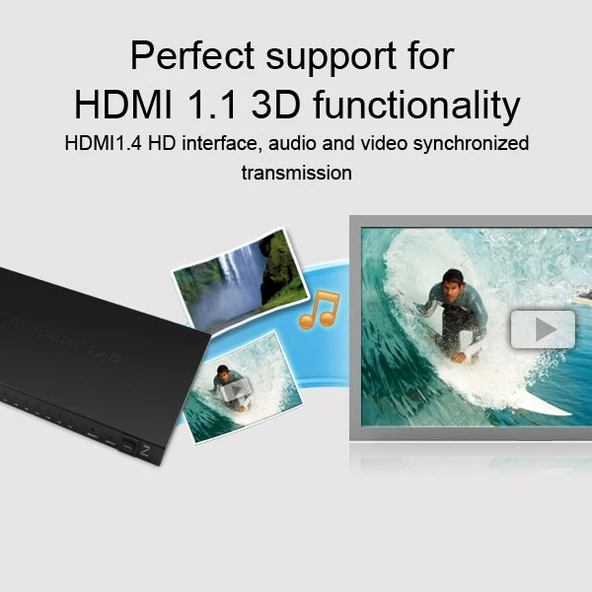 Mini HD 1080P 1x4 HDMI V1.4 Splitter HDTV STB DVD Projektör DVR Uyumlu - 9