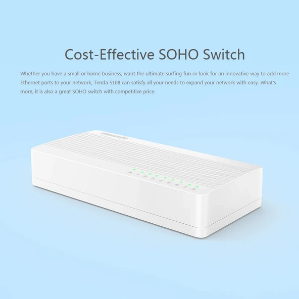 Tenda SG108 8 Port Beyaz 10 100Mbps Hızlı Ethernet Ağ Anahtarı - 4