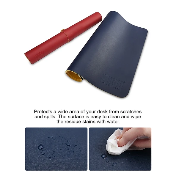 BUBM Çok Fonksiyonlu Süper Büyük Kaymaz PU Deri Tek Taraflı Mouse Pad Ofis Masa Matı Siyah 60x30cm - 5