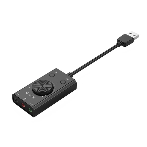 ORICO SC2 Çok Fonksiyonlu USB Harici Sürücüsüz Ses Kartı 2 Kulaklık Girişi 1 Mikrofon Girişi ve Ses Ayarı Siyah - 3