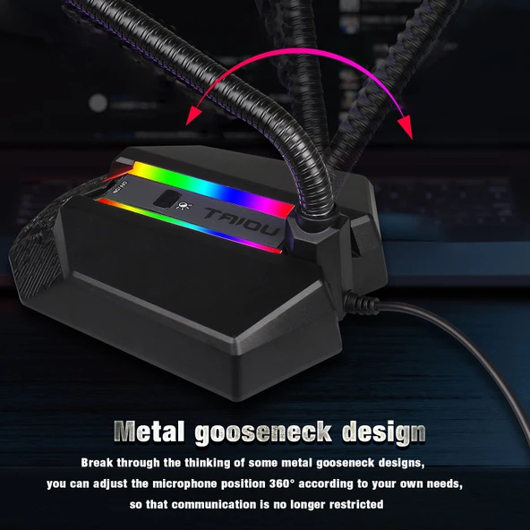 HXSJ TSP202 RGB Aydınlatmalı Esnek USB Sesli Sohbet ve Video Konferans Mikrofonu - 10