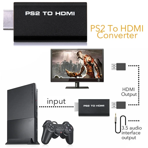 Mini PS2 HDMI Ses Video Dijital Dönüştürücü Adaptör - 6