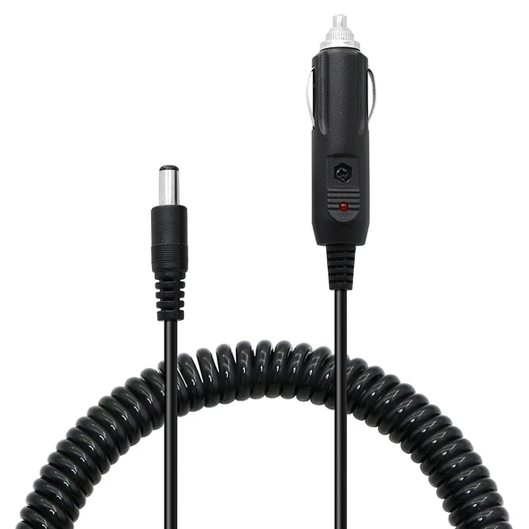 2A 5.5 x 2.1mm DC Güç Adaptörü Spiral Kablo Araç Şarj Cihazı 40-140cm