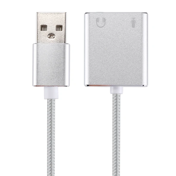 Alüminyum Alaşımlı Kasa Dış USB Sanal 7.1 Kanal Ses Kartı 13cm Kablolu Gümüş - 4