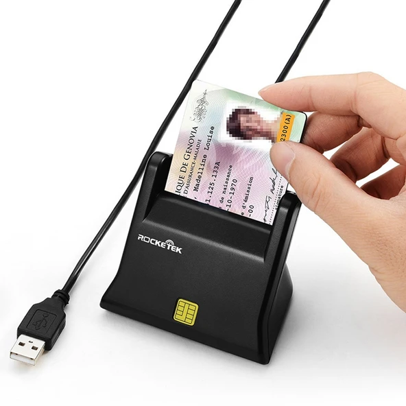ROCKETEK SCR2 USB 2.0 Akıllı Kart Okuyucu CAC ID SIM Chip - 8