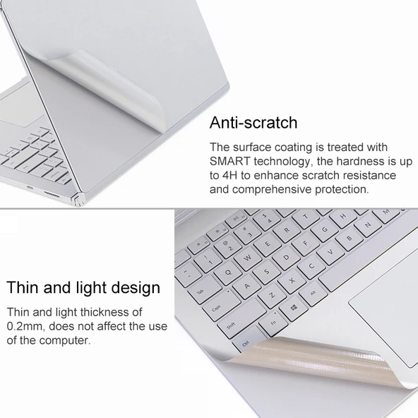 Microsoft Surface Book 2 15 inç Altın Renk 4'ü 1 Arada Dizüstü Koruyucu Film Sticker Seti - 6