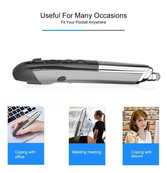 PR 08 Gri 6 Tuşlu Kablosuz Optik Mouse Stylus Kalemli ve Lazer Fonksiyonlu - 12