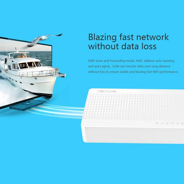 Tenda SG108 8 Port Beyaz 10 100Mbps Hızlı Ethernet Ağ Anahtarı - 6