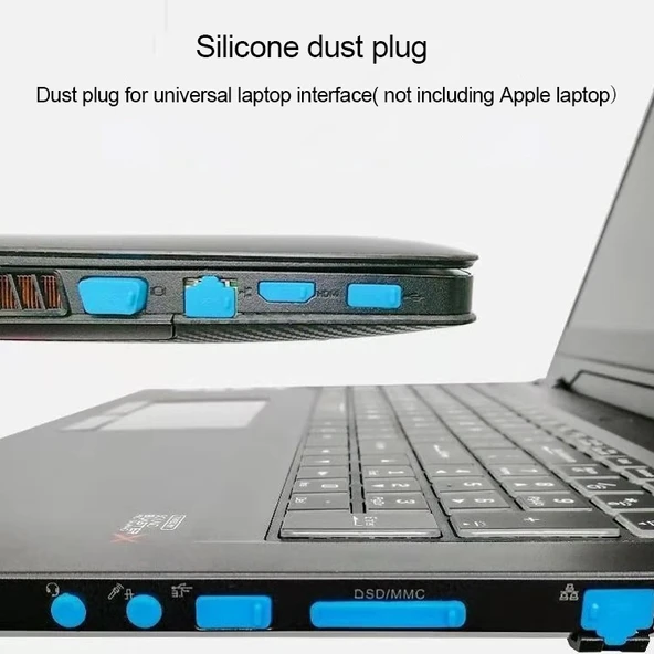 13 in 1 Evrensel Silikon Toz Koruyucu Tıpa Laptop Mavi - 6